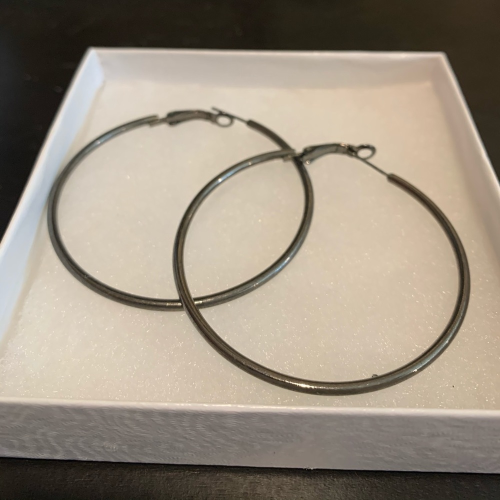 Gunmetal Hoop Earrings